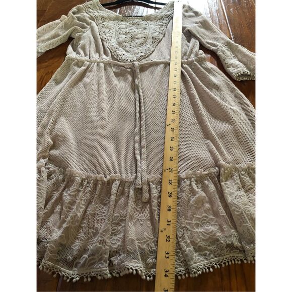 Altar’d State Dress Crochet Lace Taupe Peasant Boho Size S - Picture 9 of 11